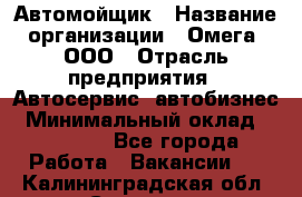 Автомойщик › Название организации ­ Омега, ООО › Отрасль предприятия ­ Автосервис, автобизнес › Минимальный оклад ­ 50 000 - Все города Работа » Вакансии   . Калининградская обл.,Советск г.